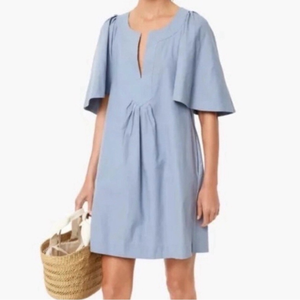 Tuckernuck Pomander Place Finley Womens Mini Dress Sz XS Blue Oversized Flutter